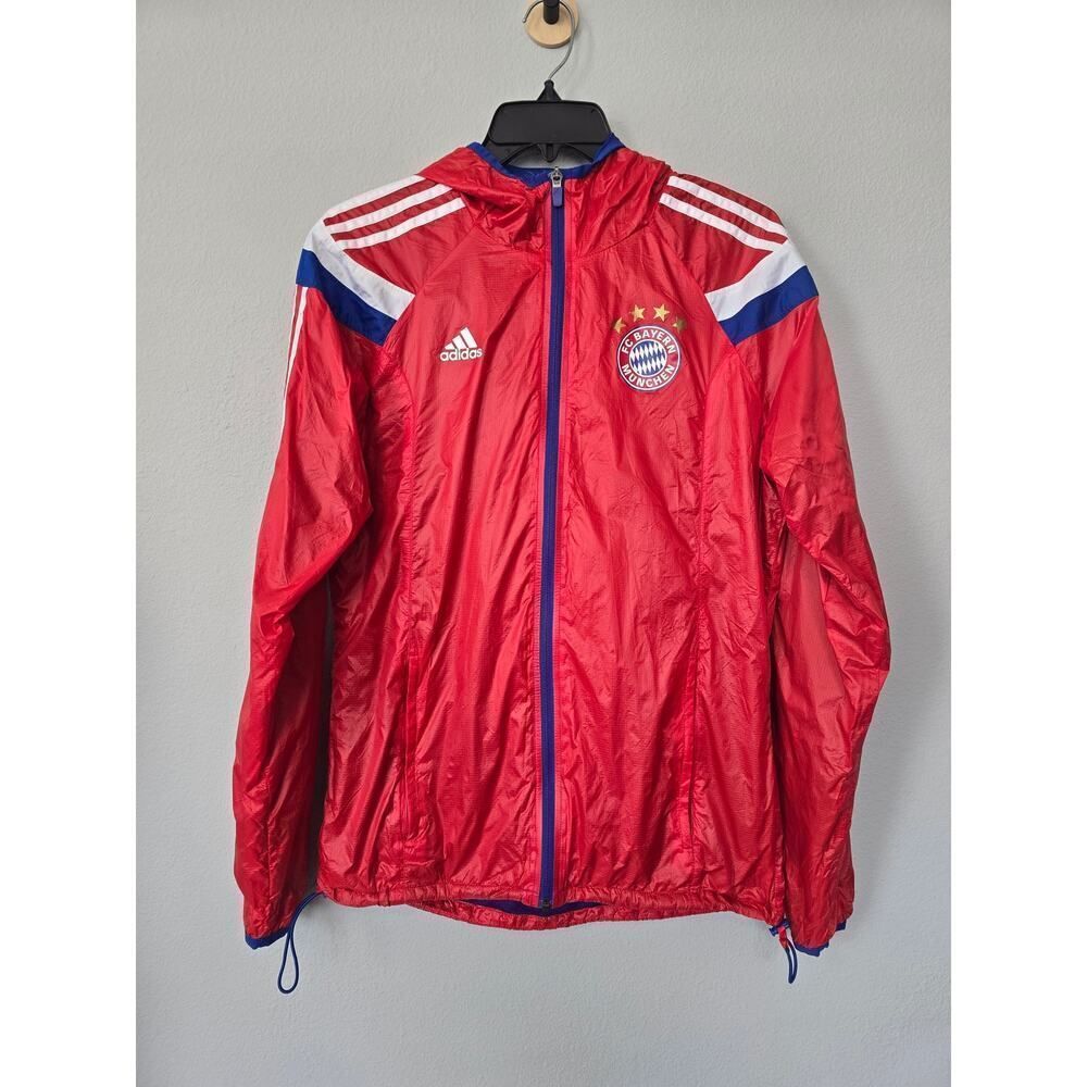 Adidas FC Bayern Munich Hooded Windbreaker Jacket Men’s S Red Germany Soccer